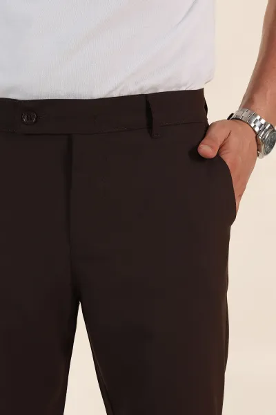 Kahverengi Slim Fit Erkek Kumaş Pantolon 367970