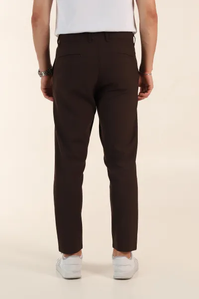 Kahverengi Slim Fit Erkek Kumaş Pantolon 367970