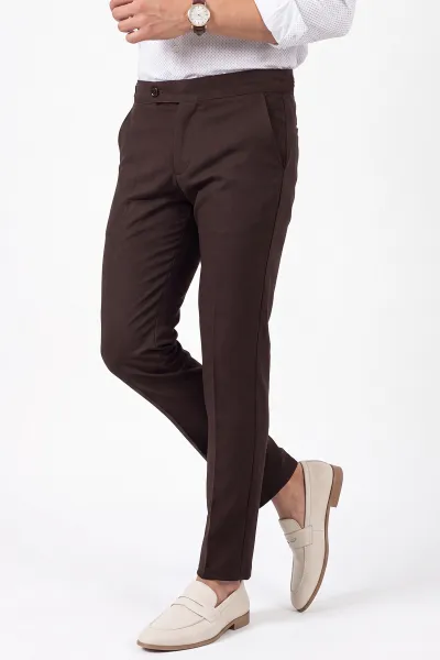 Kahverengi Slim Fit Erkek Kumaş Pantolon 472222