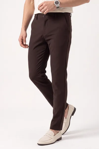 Kahverengi Slim Fit Erkek Kumaş Pantolon 472243