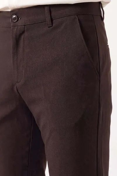 Kahverengi Slim Fit Erkek Kumaş Pantolon 472243