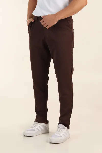Kahverengi Slim Fit Örme Kumaş Erkek Pantolon 391310