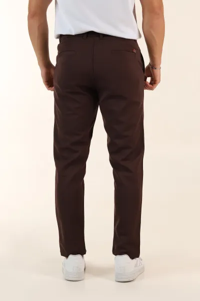 Kahverengi Slim Fit Örme Kumaş Erkek Pantolon 391310