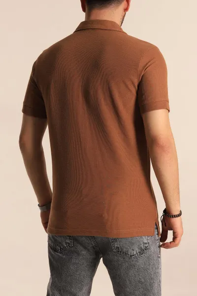 Kahverengi Slim Fit Polo Yaka Erkek Tişört 262904