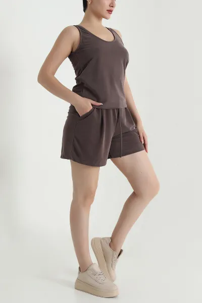 Kahverengi Şortlu Modal Kadın İkili Takım 468639