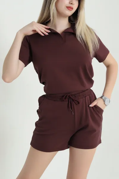 Kahverengi Şortlu Modal Kadın İkili Takım 470050