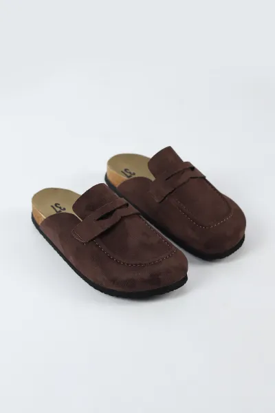 Kahverengi Süet Kadın Loafer Terlik 500437