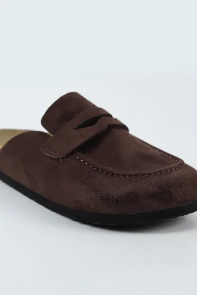 Kahverengi Süet Kadın Loafer Terlik 500437
