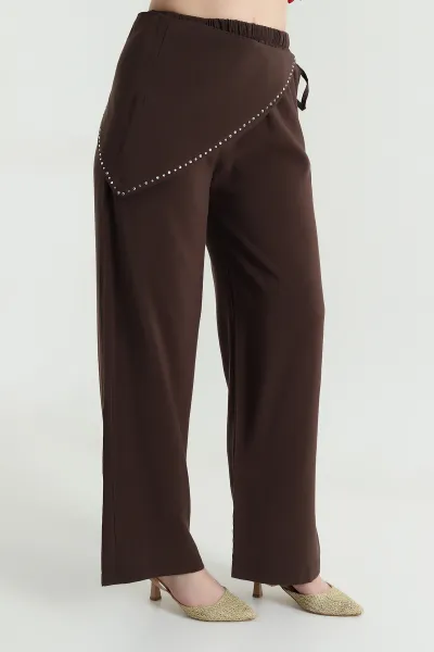 Kahverengi Suwet Modal Kumaş Kadın Pantolon 467096