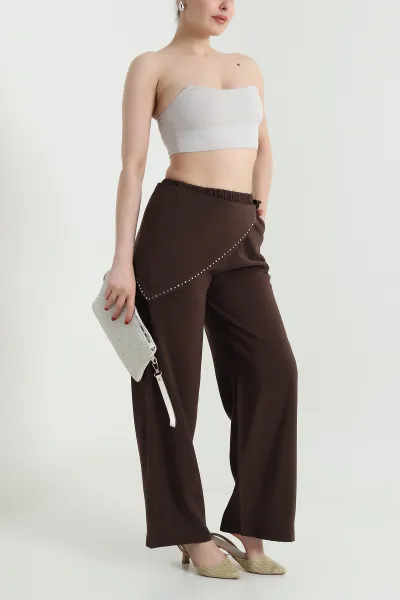 Kahverengi Suwet Modal Kumaş Kadın Pantolon 467096
