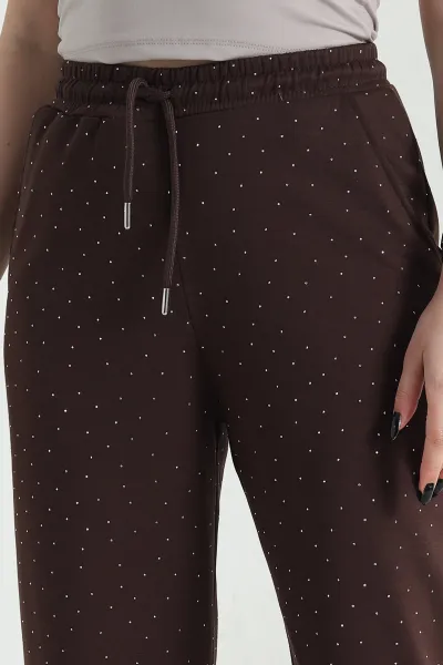 Kahverengi Taşlı Modal Kadın Pantolon 450846