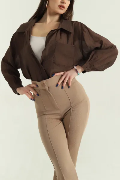 kahverengi-tek-cep-oversize-dokuma-bayan-gomlek-336958
