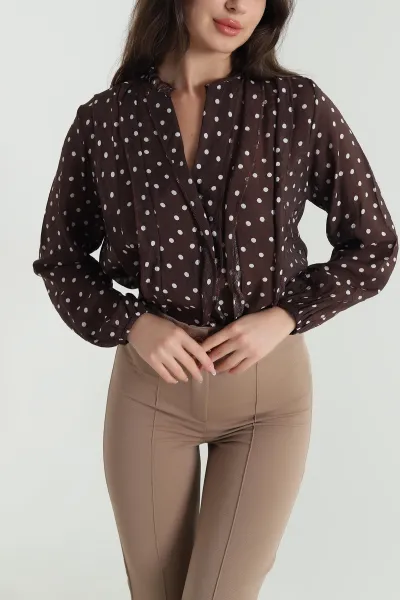 kahverengi-tencel-puantiyeli-kadin-gomlek-462630