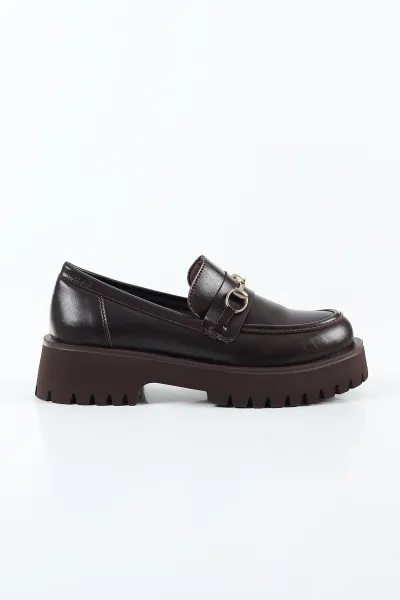 Kahverengi Toka Detaylı Kadın Loafer Ayakkabı 492623