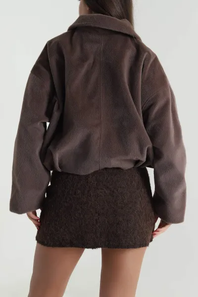 Kahverengi Tokalı Kadın Fox Bomber Mont 493513