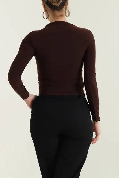 Kahverengi Tokalı Sandy Kadın Bluz 437337