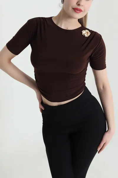Kahverengi Tokalı Sandy Kadın Bluz 448639