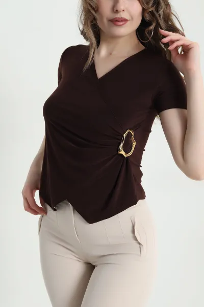 Kahverengi Tokalı Sandy Kadın Bluz 452074