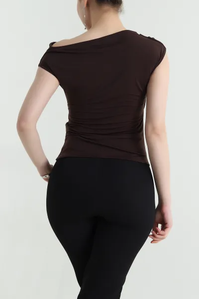 Kahverengi Tokalı Sandy Kadın Bluz 455786