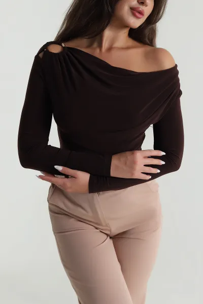 Kahverengi Tokalı Sandy Kadın Bluz 488872