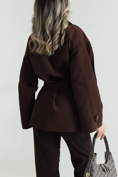 Kahverengi Torino Oversize Kadın Trenç 490735