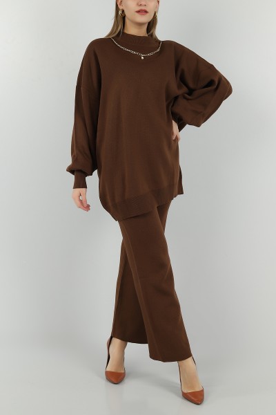 Kahverengi Tunik Pantolon Triko İkili Takım 147139