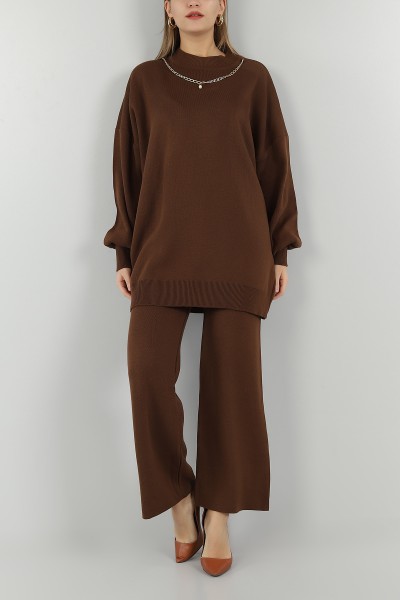 Kahverengi Tunik Pantolon Triko İkili Takım 147139
