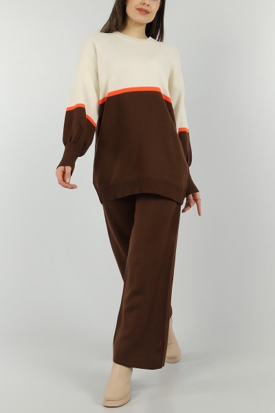 Kahverengi Tunik Pantolon Triko İkili Takım 147160