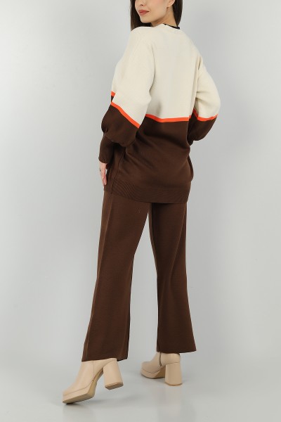 Kahverengi Tunik Pantolon Triko İkili Takım 147160