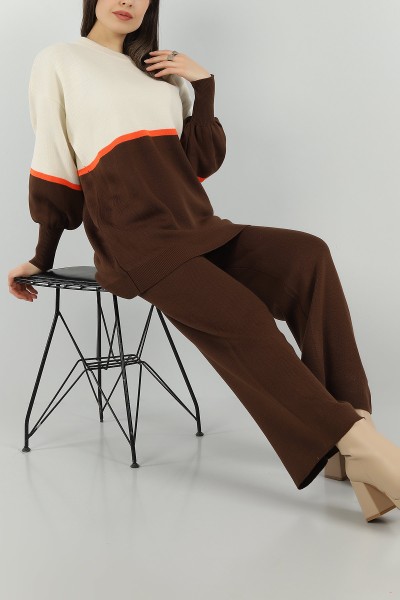 Kahverengi Tunik Pantolon Triko İkili Takım 147160
