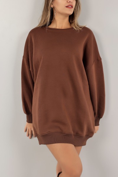 Kahverengi Üç İp İçi Şardonlu Sweat Tunik 138560