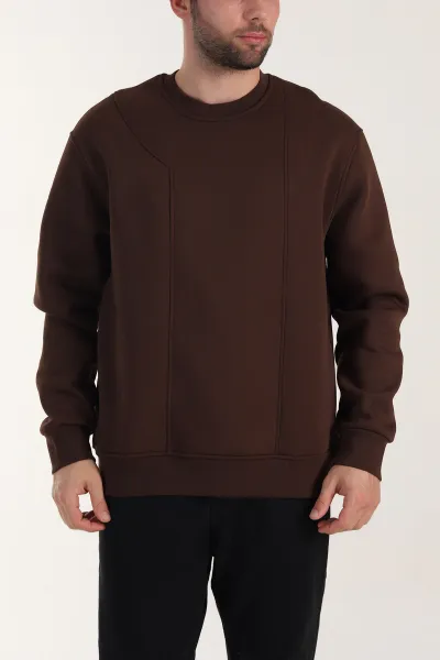 kahverengi-uc-ip-sardonlu-bisiklet-yaka-erkek-sweatshirt-410907