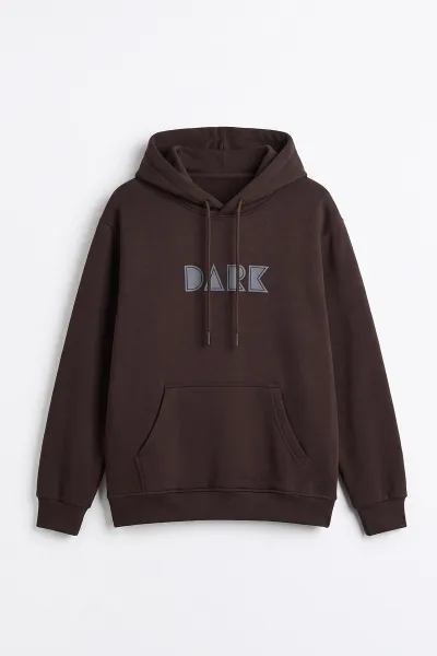Kahverengi Üç İp Şardonlu Kapüşonlu Erkek Sweatshirt 497784