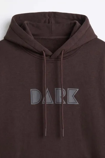 Kahverengi Üç İp Şardonlu Kapüşonlu Erkek Sweatshirt 497784