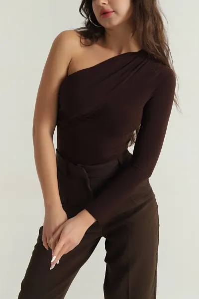Kahverengi Vatkalı Sandy Kadın Bluz 399816