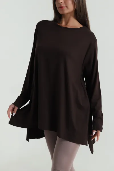 kahverengi-yani-yirtmacli-viskon-kadin-tunik-487395