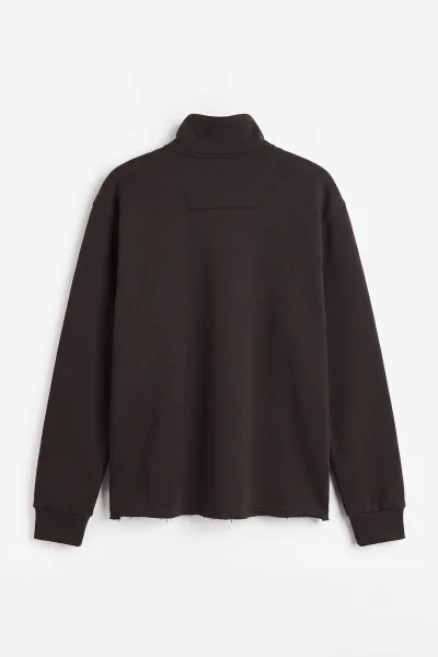 Kahverengi Yarım Fermuarlı Erkek Sweatshirt 499406