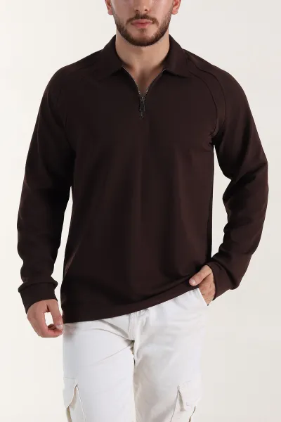 kahverengi-yarim-fermuarli-polo-yaka-erkek-sweatshirt-397125