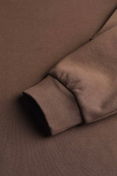 Kahverengi Yazı Detaylı Bisiklet Yaka Erkek Sweatshirt 396910