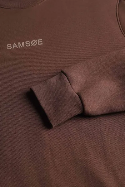 Kahverengi Yazı Detaylı Bisiklet Yaka Erkek Sweatshirt 397037