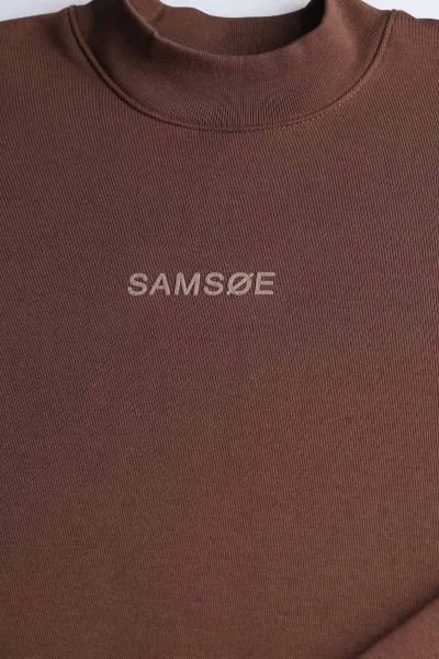 Kahverengi Yazı Detaylı Bisiklet Yaka Erkek Sweatshirt 397037