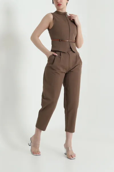 kahverengi-yelek-pantolon-larimar-kadin-ikili-takim-457090
