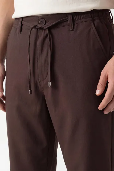 Kahverengi Yeni Sezon Baggy Belden Bağlamalı Erkek Pantolon 453144