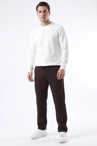 Kahverengi Regular Fit Belden Bağlamalı Erkek Pantolon 493156