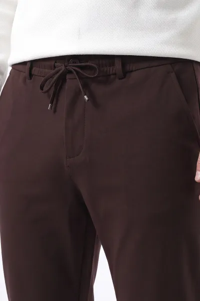 Kahverengi Regular Fit Belden Bağlamalı Erkek Pantolon 493156