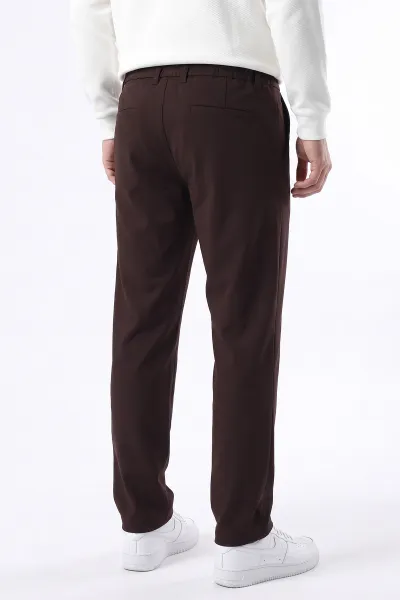 Kahverengi Regular Fit Belden Bağlamalı Erkek Pantolon 493156