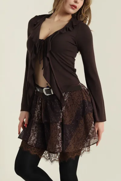 Kahverengi Yeni Sezon Kadın Bluz 427503