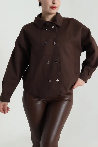 Kahverengi Yeni Sezon Kadın Gabardin Ceket 492978