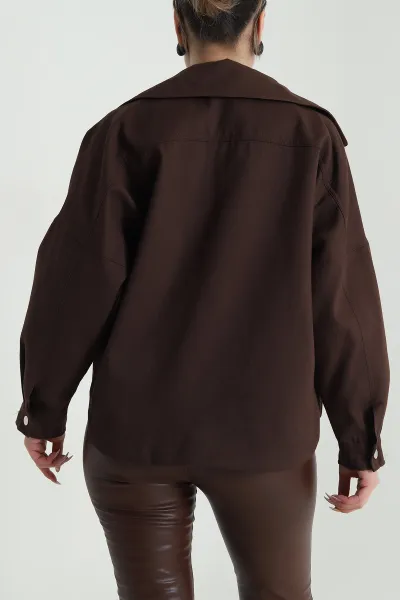 Kahverengi Yeni Sezon Kadın Gabardin Ceket 492978