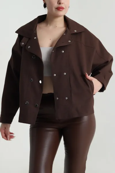 Kahverengi Yeni Sezon Kadın Gabardin Ceket 492978